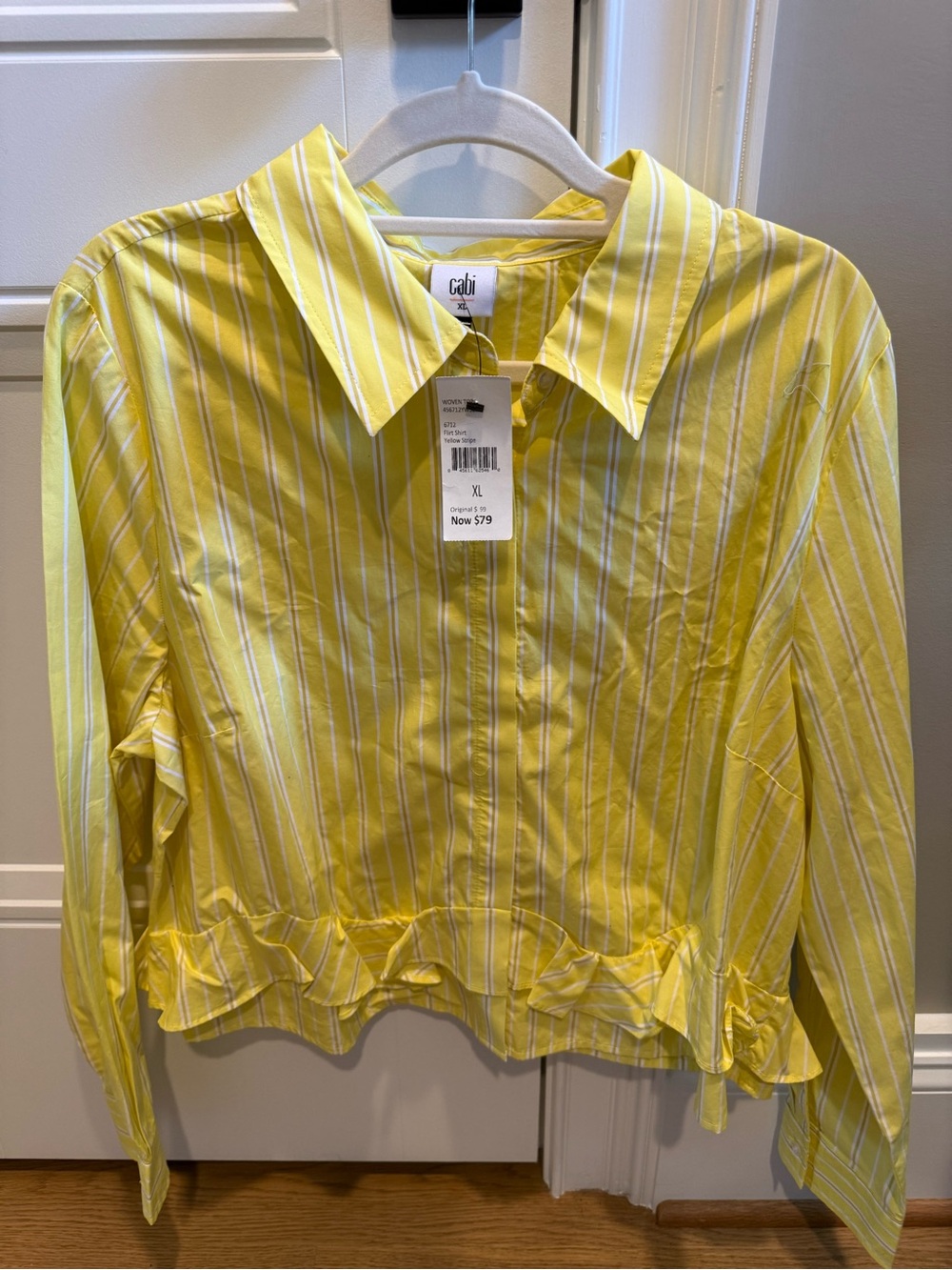 CAbi Girls Yellow and White Stripe Button-Front Blouse